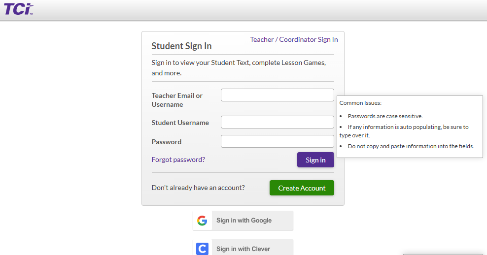 TCI Student Login